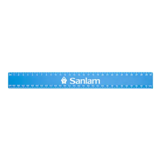 30cm Budget Ruler With Double Sided Calibration - Cyan